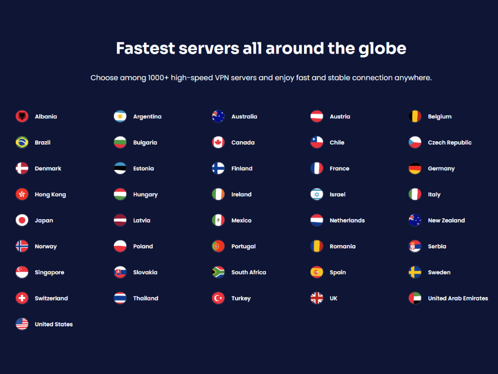 Atlas VPN server list