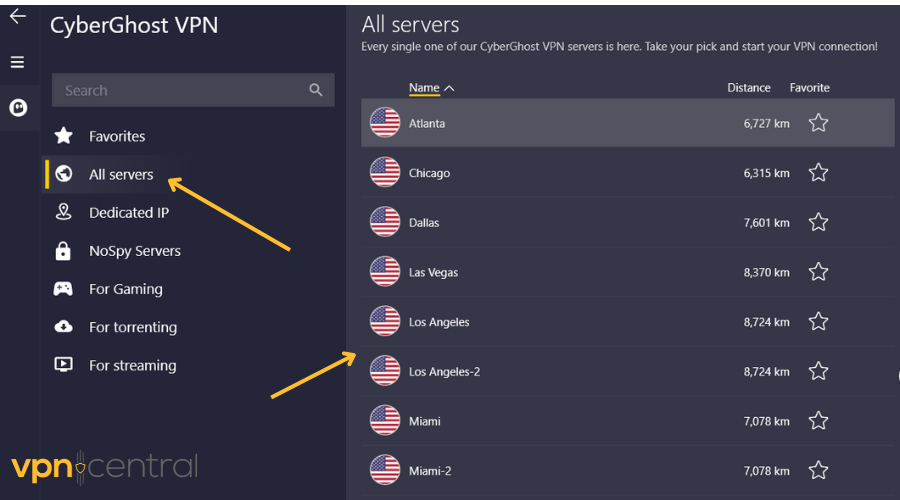 Cyberghost US Servers
