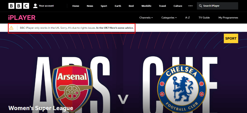 Arsenal VS Chelsea on BBC iPlayer