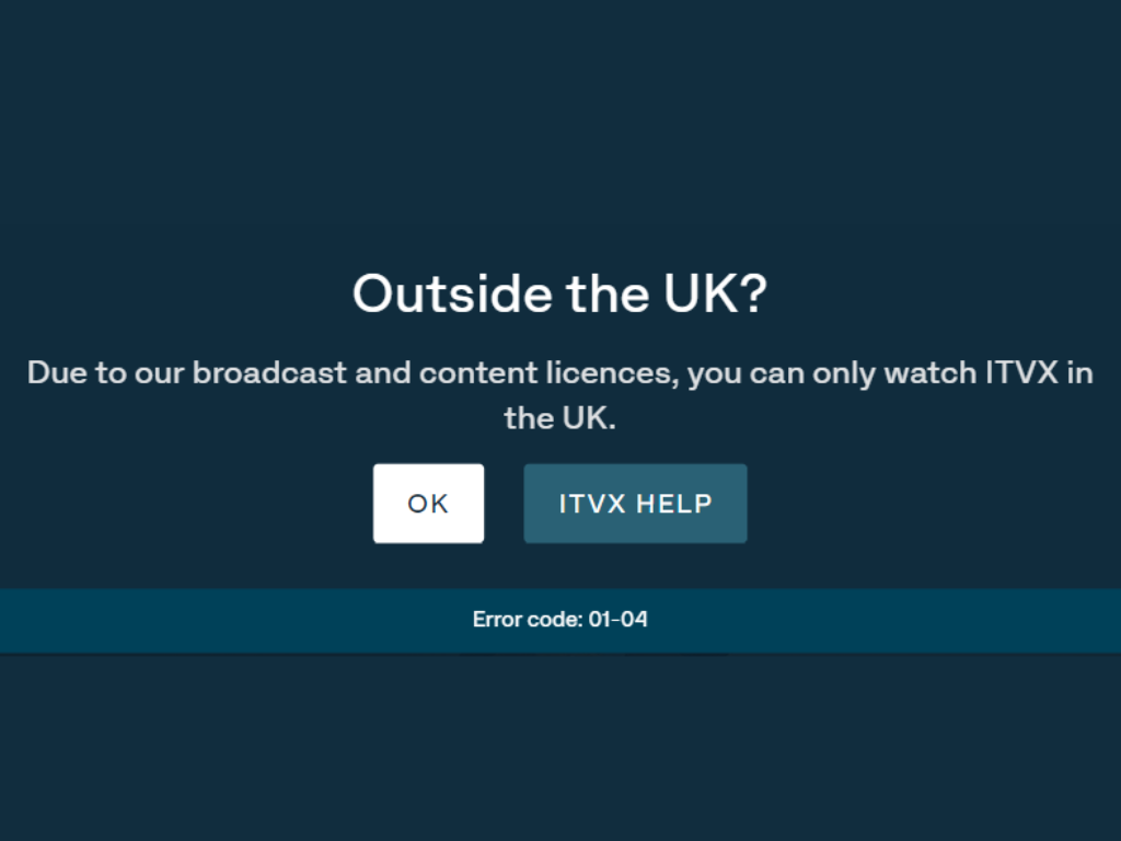 ITV geo-block error message

