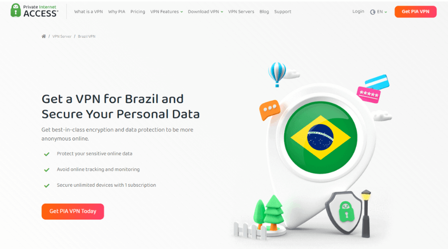 PIA VPN Brazil server