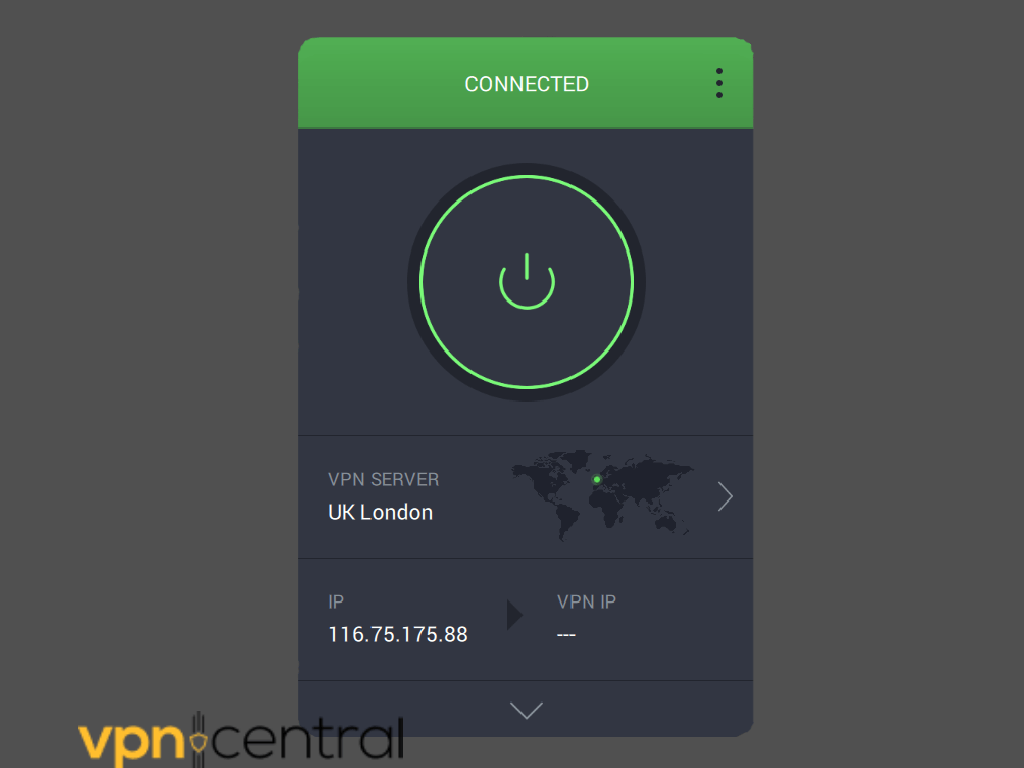 PIA connected to UK server