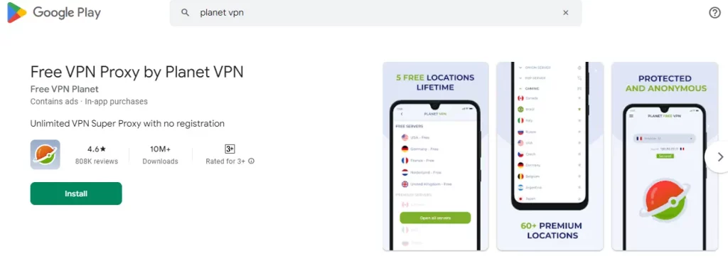 Planet VPN on Google Play