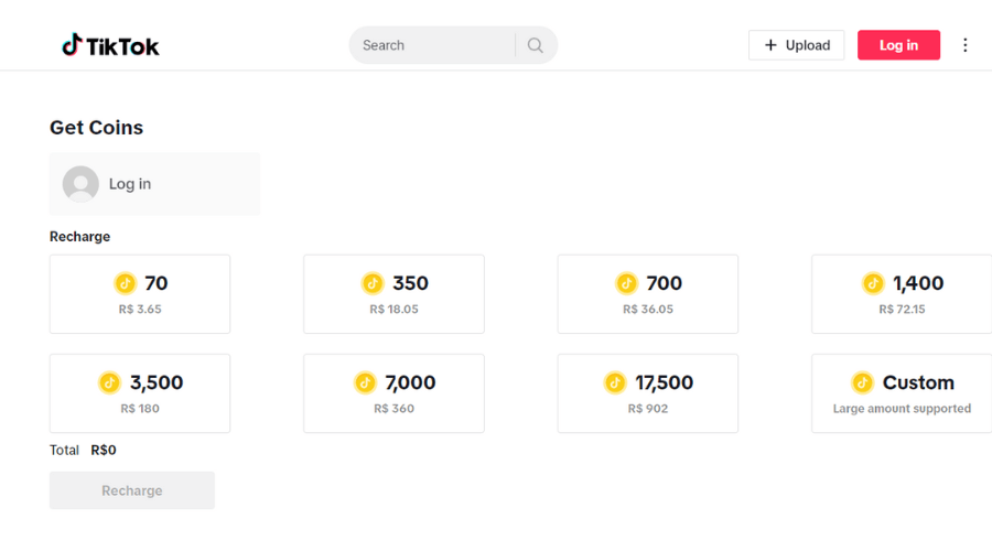 Brazil TikTok coin prices
