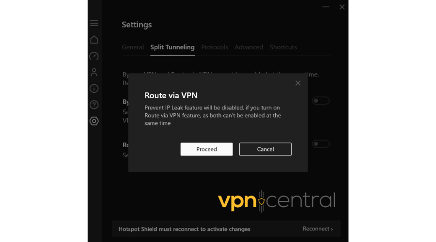 Route via VPN