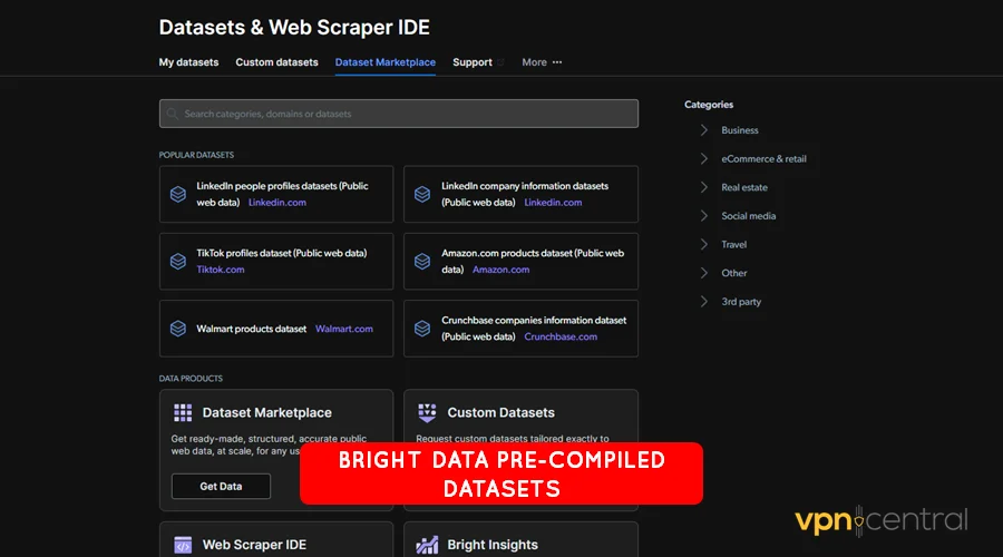 bright data pre-compiled datasets