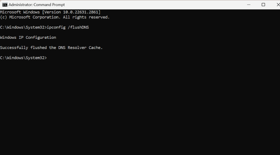 successfully flushed DNS