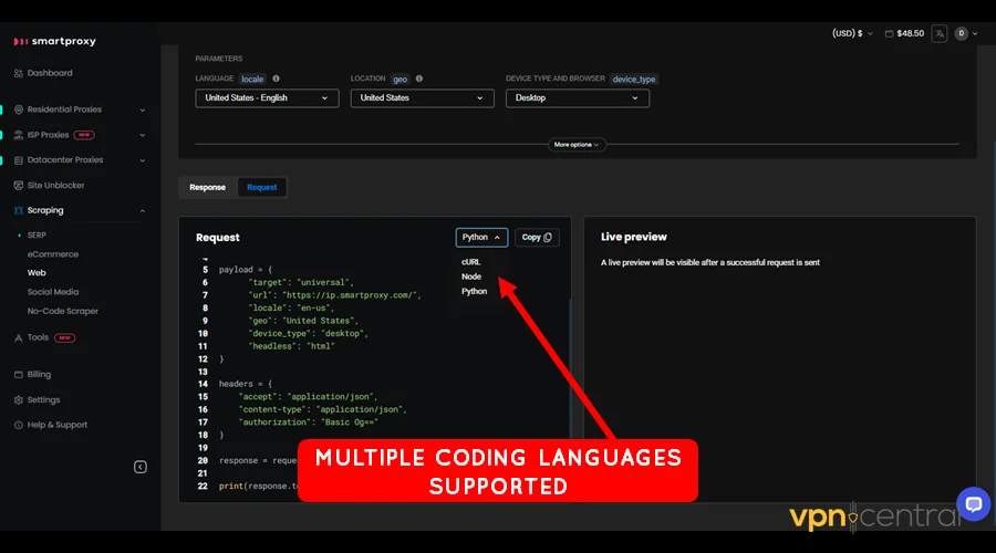 multiple coding languages supported