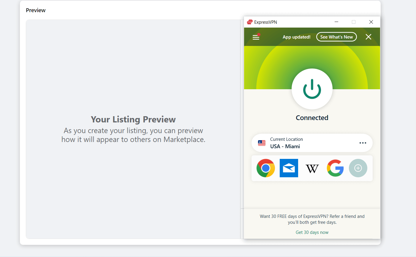 new marketplace listing with expressvpn
