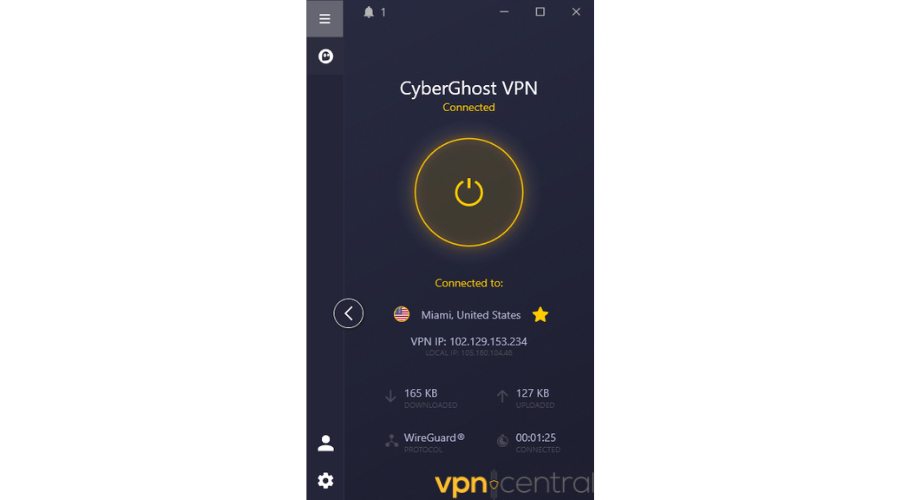 CyberGhost VPN connected