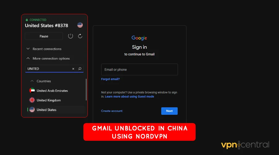access gmail in china using nordvpn