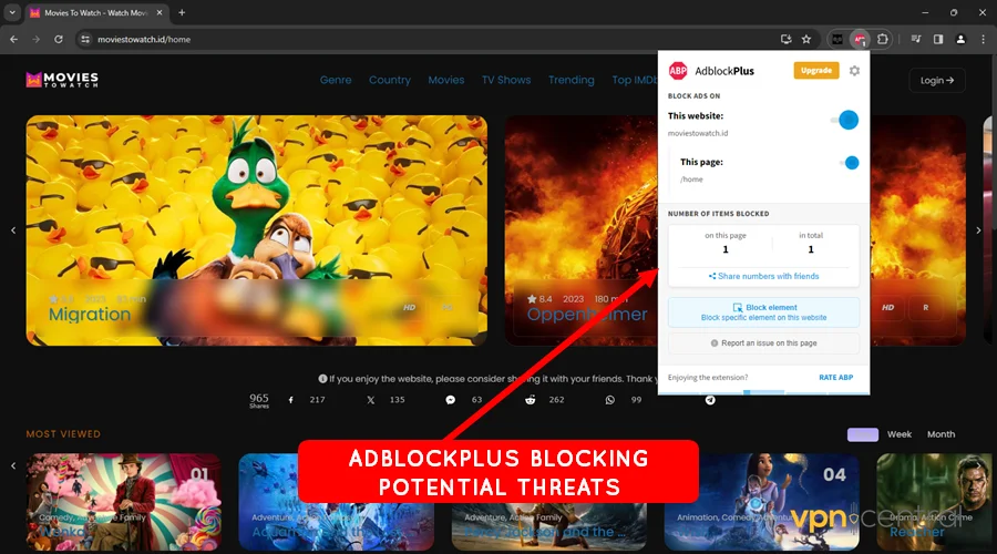 adblockplus blocking potential threats
