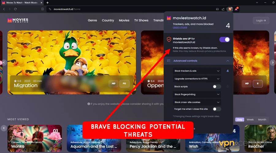 brave blocking potential threats