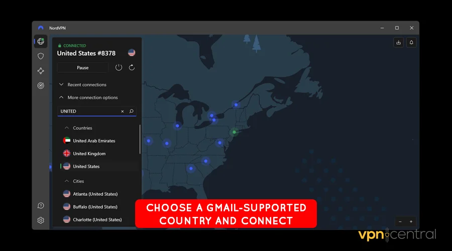 choose a gmail supported country