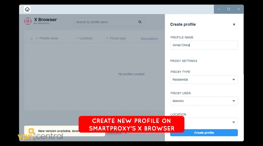 create a new user on smartproxy x browser