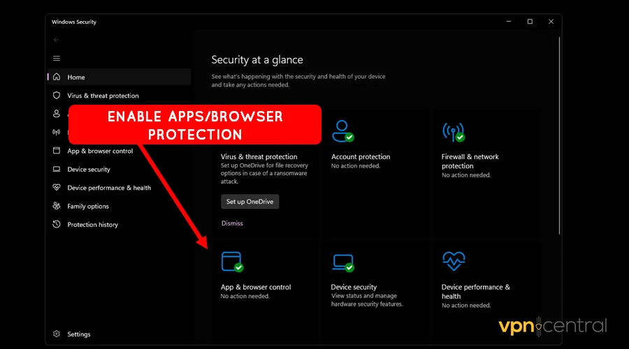 enable apps and browser protection