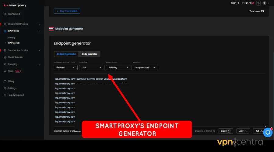 endpoint generator on smartproxy