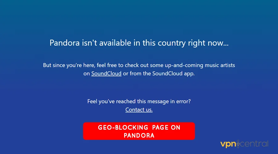 pandora geo-blocking page