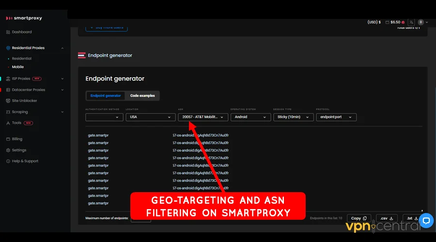 geo-targeting and asn filtering on smartproxy