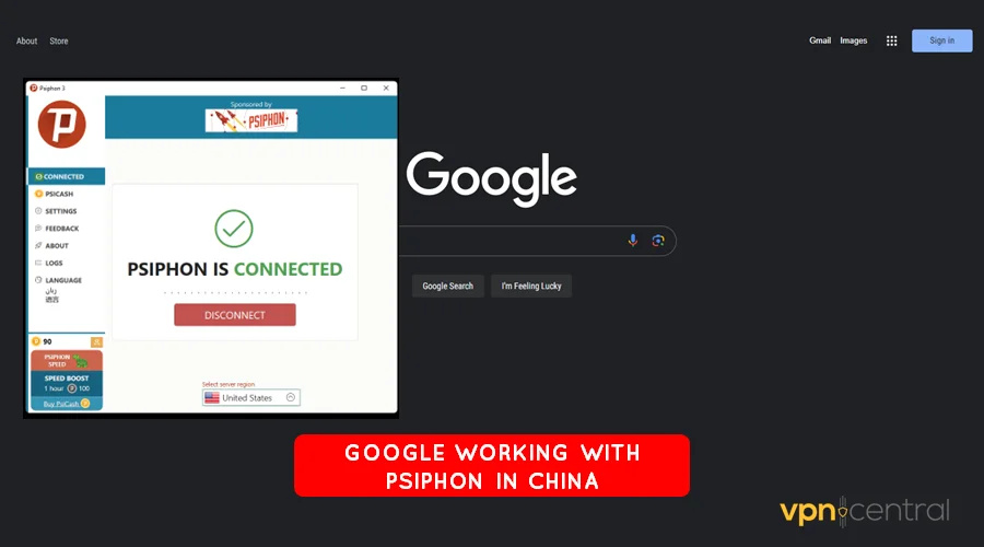 google working with psiphon in china