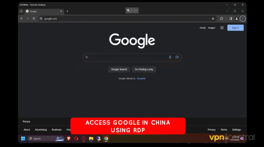 google working with rdp in china