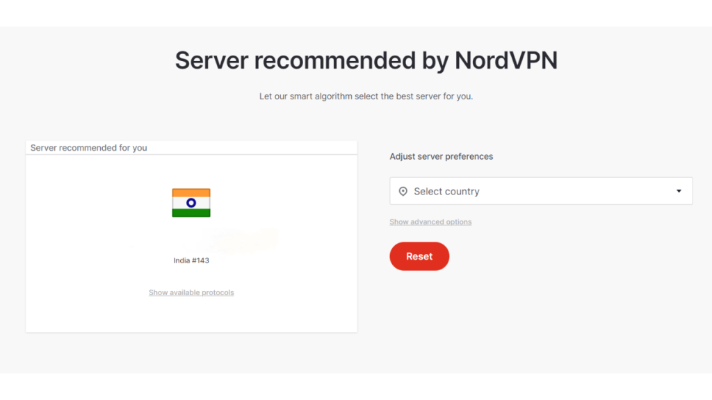 NordVPN recommended server in India