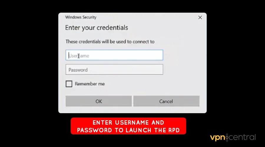 provide your rdp username and password