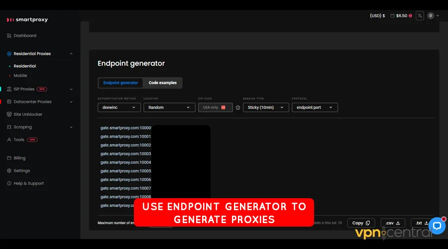 use endpoint generator to generate proxies on smartproxy