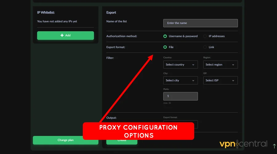 proxy seller configuration options
