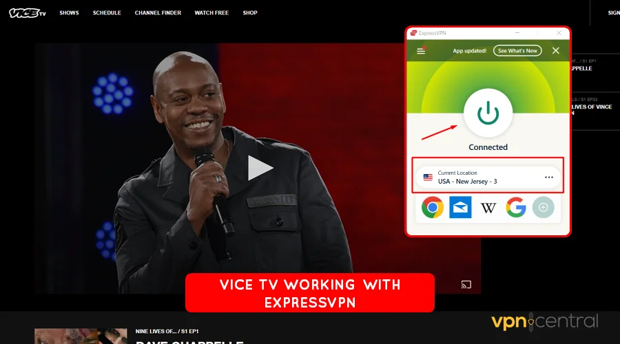 vice tv working with expressvpn