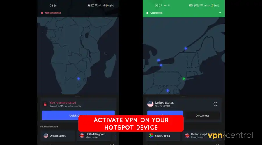 activate vpn on your hotspot device