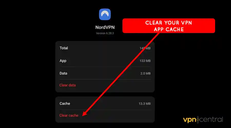 clear your vpn app cache