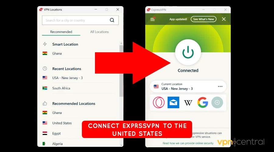 connect expressvpn to the united states