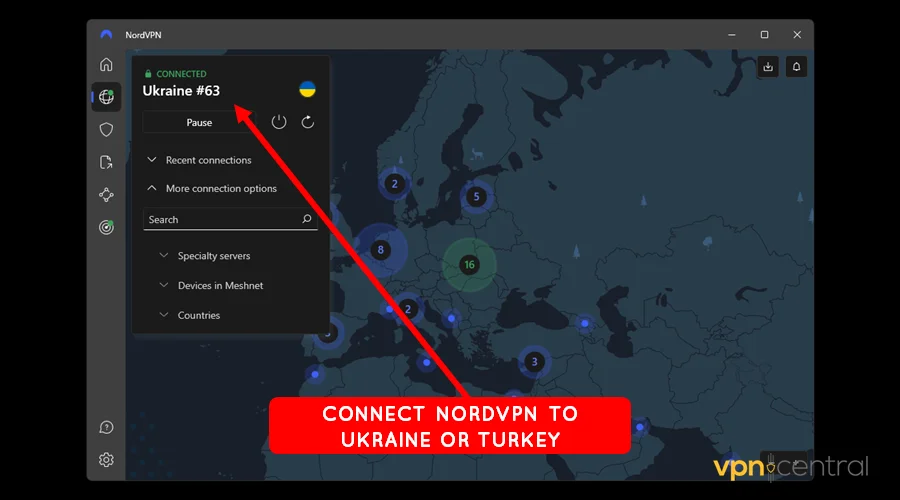 connect nordvpn to ukraine or turkey