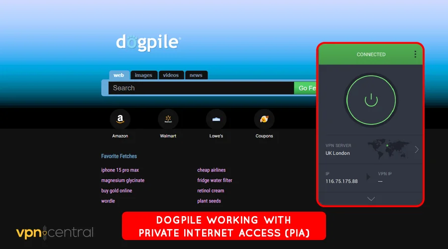 dogpile working with private internet access (pia)