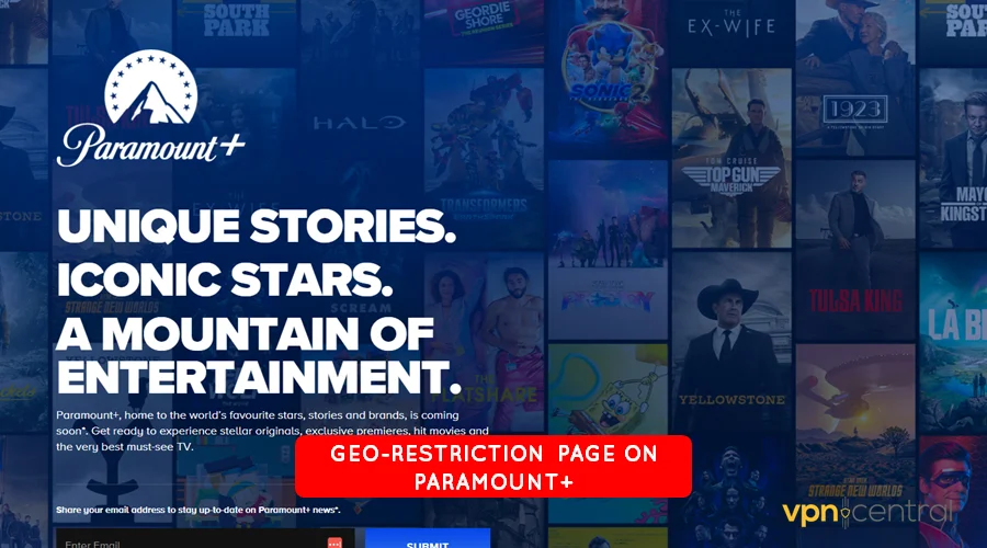 geo-restriction page on paramount+