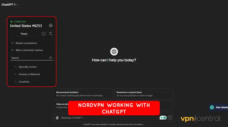 nordvpn working with chatgpt