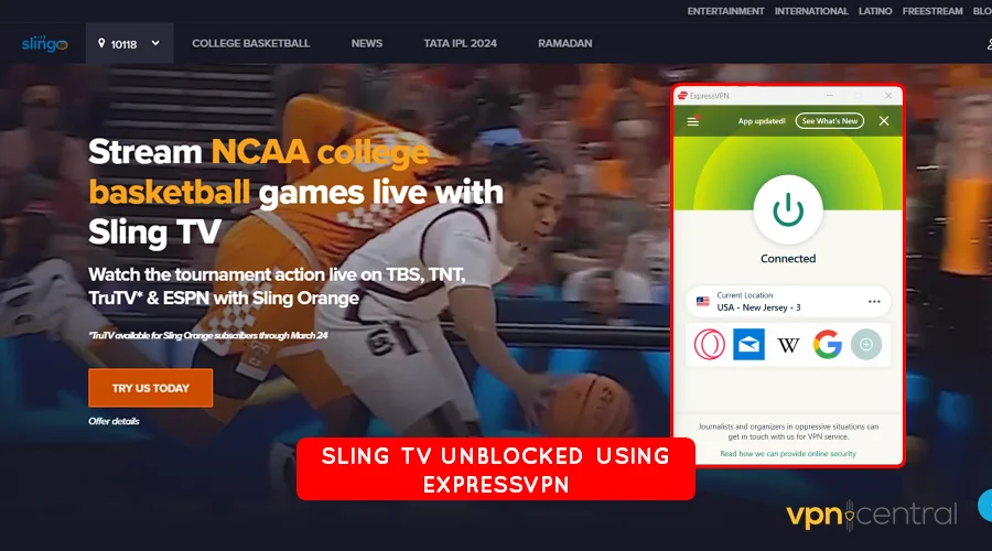 sling tv unblocked using expressvpn