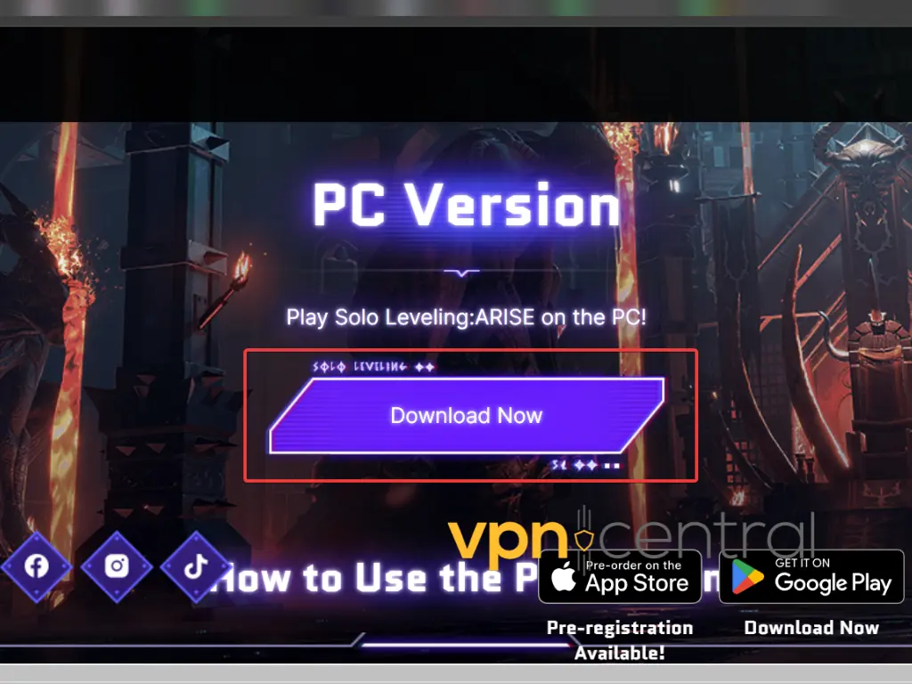 solo leveling arise download button for pc